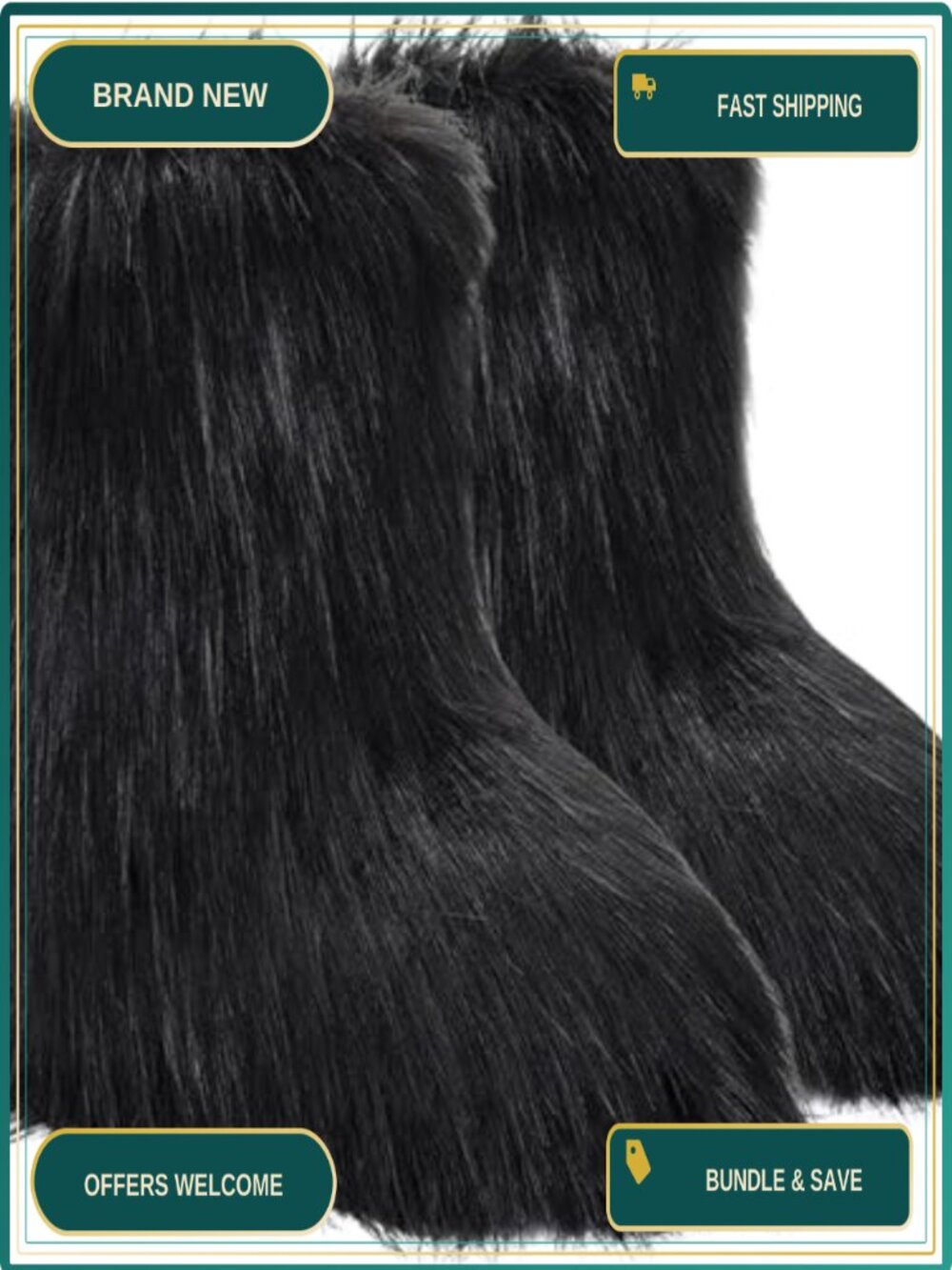 Faux Fur Mid-Calf Snow Boots Fuzzy Fluffy Winter Warm